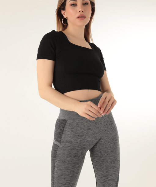 Dikişsiz Kısa Kollu Spor Crop Büstiyer