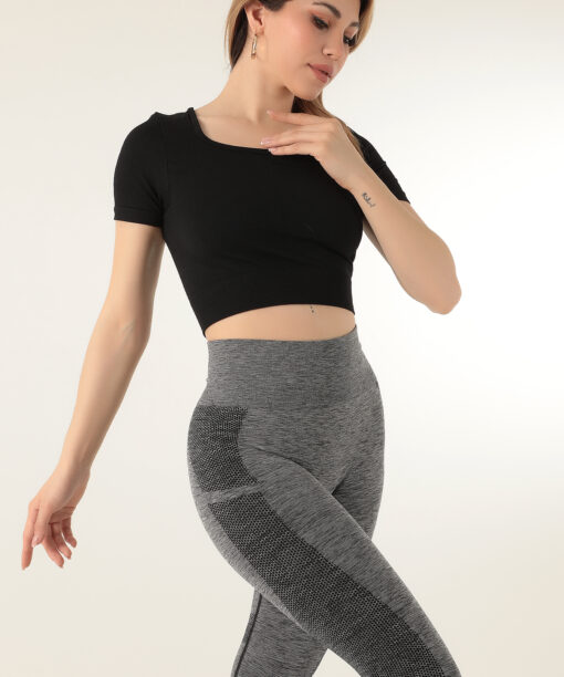 Dikişsiz Kısa Kollu Spor Crop Büstiyer - 2